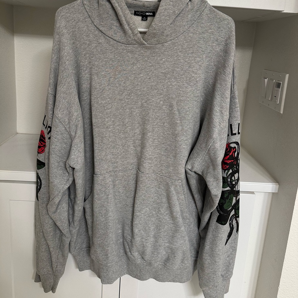 Fashion Nova Gray Hoodie w/ Design